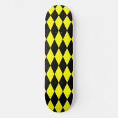 Yellow Black Harlequin Diamonds Checkers Design  スケートボード (正面)