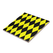Yellow Black Harlequin Diamonds Checkers Design タイル (側面)