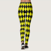 Yellow Black Harlequin Diamonds Checkers Design  レギンス (裏面)