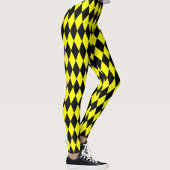 Yellow Black Harlequin Diamonds Checkers Design  レギンス