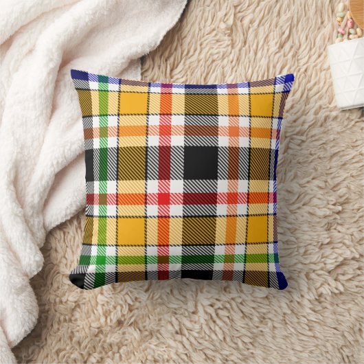 Yellow Black Multicolour Flannel Plaid Tartan クッション (ブランケット)