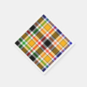 Yellow Black Multicolour Flannel Plaid Tartan スタンダードカクテルナプキン (角)