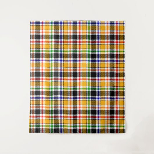 Yellow Black Multicolour Flannel Plaid Tartan タペストリー (正面)