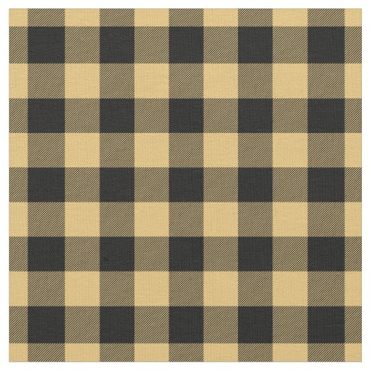 Yellow & Black Plaid Gingham ファブリック (クローズアップ)