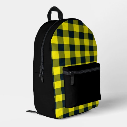 Yellow Black Plaid Pattern プリントバックパック (裏面左端)