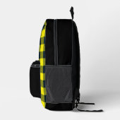 Yellow Black Plaid Pattern プリントバックパック (右)