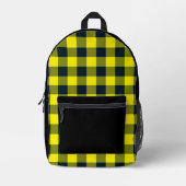 Yellow Black Plaid Pattern プリントバックパック (正面)