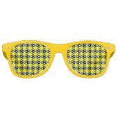 Yellow Black Plaid Seamless Pattern レトロサングラス (正面)