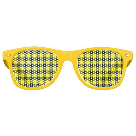 Yellow Black Plaid Seamless Pattern レトロサングラス (正面)