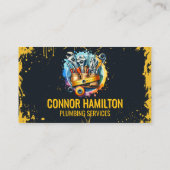 Yellow Black Watercolor Plumbing Tools 名刺 (裏面)