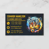 Yellow Black Watercolor Plumbing Tools 名刺 (正面)