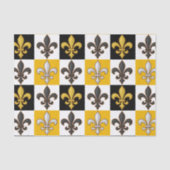 Yellow Black White Checkered Fleur-de-lis Design 薄葉紙 (正面)