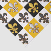 Yellow Black White Checkered Fleur-de-lis Design 薄葉紙 (詳細)