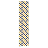 Yellow Black White Checkered Pattern Design  ショートテーブルランナー (正面)