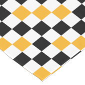 Yellow Black White Checkered Pattern Design  ショートテーブルランナー (コーナー)