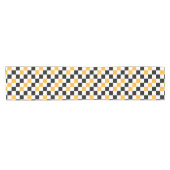 Yellow Black White Checkered Pattern Design  ショートテーブルランナー (横)