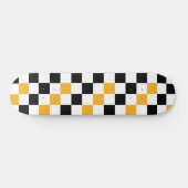 Yellow Black White Checkered Pattern Design  スケートボード (横)