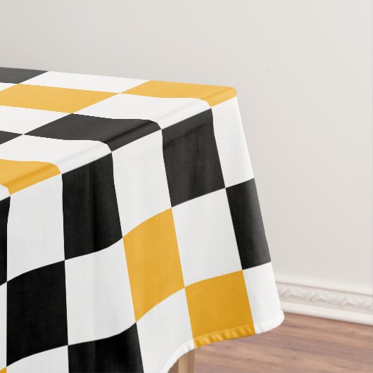Yellow Black White Checkered Pattern Design  テーブルクロス (インサイチュ)