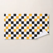 Yellow Black White Checkered Pattern Design  バスタオルセット (ハンドタオル)