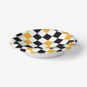 Yellow Black White Checkered Pattern Design  ペーパーボウル (傾斜あり)