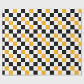 Yellow Black White Checkered Pattern Design  ラッピングペーパー (フラット)