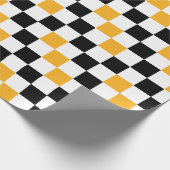 Yellow Black White Checkered Pattern Design  ラッピングペーパー (角)
