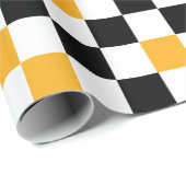 Yellow Black White Checkered Pattern Design  ラッピングペーパー (ロールコーナー)