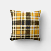 Yellow Black White Flannel Tartan Pattern Design  クッション (正面)