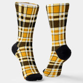 Yellow Black White Flannel Tartan Pattern Design  ソックス