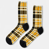Yellow Black White Flannel Tartan Pattern Design  ソックス (左)