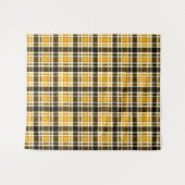 Yellow Black White Flannel Tartan Pattern Design  タペストリー (正面(横))