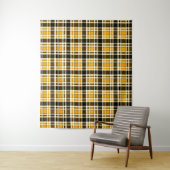Yellow Black White Flannel Tartan Pattern Design  タペストリー (インサイチュ)