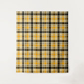 Yellow Black White Flannel Tartan Pattern Design  タペストリー (正面)
