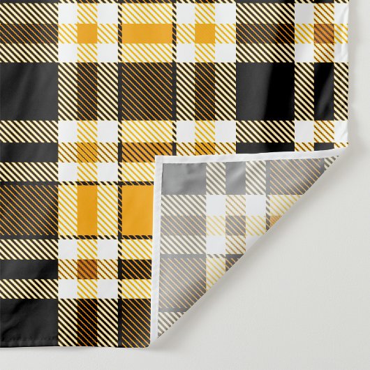 Yellow Black White Flannel Tartan Pattern Design  タペストリー