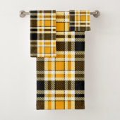 Yellow Black White Flannel Tartan Pattern Design  バスタオルセット (インサイチュ)