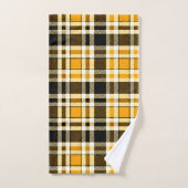 Yellow Black White Flannel Tartan Pattern Design  バスタオルセット (ハンドタオル)