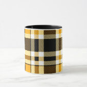 Yellow Black White Flannel Tartan Pattern Design  マグカップ (中央)