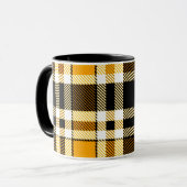 Yellow Black White Flannel Tartan Pattern Design  マグカップ (正面左)