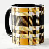 Yellow Black White Flannel Tartan Pattern Design マグカップ