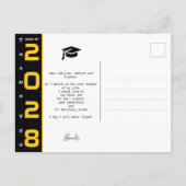 Yellow Black White Graduation Photo Thank You ポストカード (裏面)