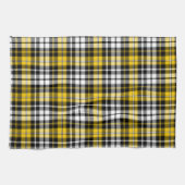 Yellow Black White Plaid Tartan Pattern Design  キッチンタオル (横)