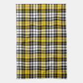 Yellow Black White Plaid Tartan Pattern Design  キッチンタオル (縦)