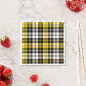 Yellow Black White Plaid Tartan Pattern Design  スタンダードカクテルナプキン (インサイチュ)