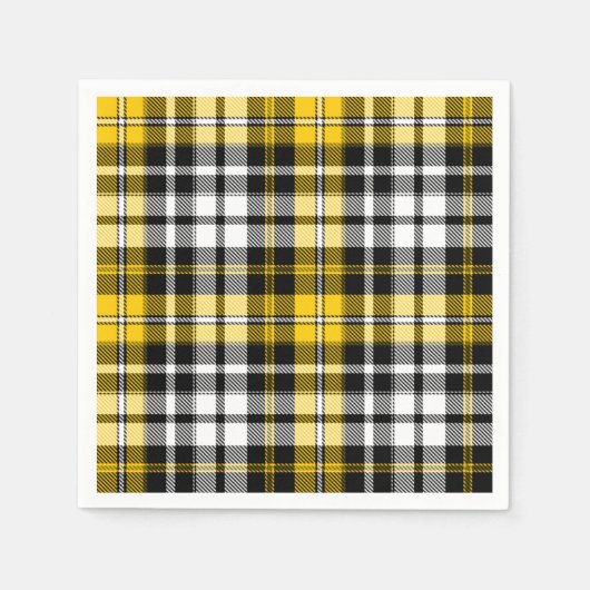 Yellow Black White Plaid Tartan Pattern Design  スタンダードカクテルナプキン (正面)