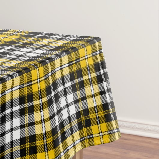 Yellow Black White Plaid Tartan Pattern Design  テーブルクロス (インサイチュ)