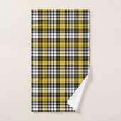 Yellow Black White Plaid Tartan Pattern Design  バスタオルセット (ハンドタオル)