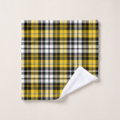 Yellow Black White Plaid Tartan Pattern Design  バスタオルセット (ウォッシュタオル)
