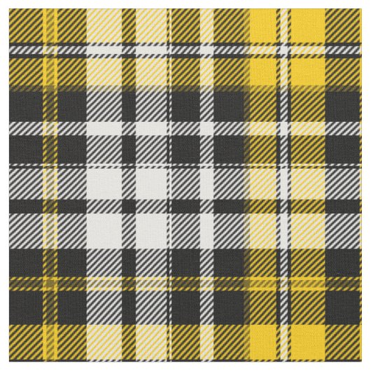 Yellow Black White Plaid Tartan Pattern Design  ファブリック (クローズアップ)