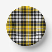 Yellow Black White Plaid Tartan Pattern Design  ペーパーボウル (正面)