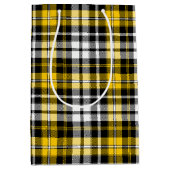 Yellow Black White Plaid Tartan Pattern Design ミディアムペーパーバッグ (正面)